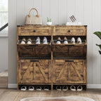 Shoe Cabinet with 4 Flip Drawers & 2 Drawers,Farmhouse Shoe Storage Cabinet for Entryway,Slim Freestanding Organizer Rack for Front Door Entrance,Rustic Brown