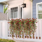 Artificial Hanging Flowers for Outdoors, 2 Pcs Fake Hanging Faux Plants Flowers Spring Summer Decor, UV Resistant Artificial Realistic Flower for Front Door Porch Planter Patio Garden(Brown)