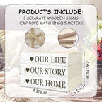 Decorative Books For Home Decor, Rustic Wood Book Stack For Table Decor, Our Life Our Story Our Home Decor Books For Living Room Bookshelf, Farmhouse Stacked Books Decor (L17)