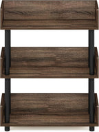 Furinno TURN-N-TUBE Display Shelf, 3-Tier Storage Shelves with Side Panels, Open Shelves Book Shelf with Rounded Corner Top Edges, for Organization and Storage, Living Room, Home Office, Walnut