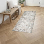 2'x5'Runner Rug Washable Rug: Modern Abstract Soft Thin Runner Rug Brown Grey
