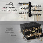 6-Tier Wall Jewelry Organizer Wall Mounted Jewelry Organizer Necklace Holder Wall Mount Hanging Necklace Organizer Jewelry Hanger Hanging Earring Holder Organizer Display (Black)