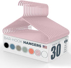 Neaties Plastic Hangers 30 Pack – Made in The USA – 6lb Capacity Standard Clothes Hangers with Strap Hooks for Dresses, Lingerie, Shirts, Pants, and Jackets – Pink