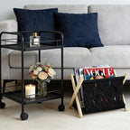 Boho Macrame Magazine Holder,Hand-Woven Magazine Rack for Home Office Desktop, Storage Basket for Letters, Magazines, Books and Newspapers (Black)
