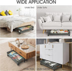 Yecaye Under Bed Storage with Wheels, 4 Pack 60L Under Bed Rolling Storage with Clear Window & Label, Underbed Storage Containers, Rolling Under Bed Metal Drawer for Clothes, Shoes, Books