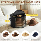 Ofiray-home 2 Pack Large Clear Hat Storage Boxes, Hold up to 7-9 Hats, Hat Organizer for Closet, Durable & Foldable, Hat Box with Carrying Handles for Round Brim, Wide-Brim, Cowboy, Sun Hat (Black)