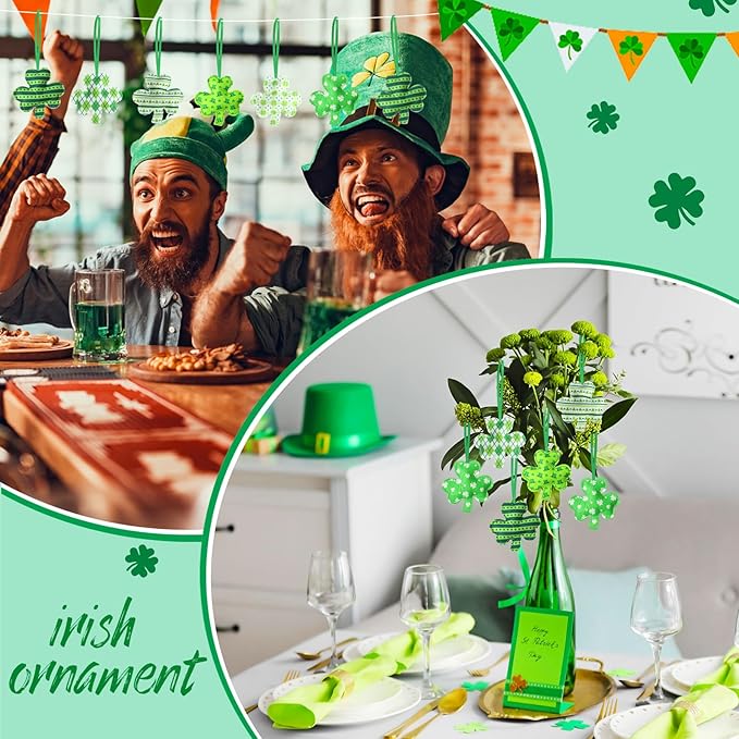Jutom 108 Pcs Easter Egg Rabbit Ornaments Shamrock Felt Heart Hanging Ornaments Heart Shaped Clover Baubles Shamrock Egg Felt Decoration for Holiday Favor (Cute)