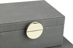 HofferRuffer Faux Leather Jewelry Boxes, Decorative Boxes Storage Accessory Organizer with Gold Hardware Decor, Classic Vegan Leather Set of 2 Pieces (Dark Grey)