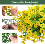 Artificial Flowers for Outdoor, UV Resistant Fake Silk Flowers, Realistic Faux Plants for Outside Indoor Porch Patio Window Box Planter Home Decor (14, Yellow)