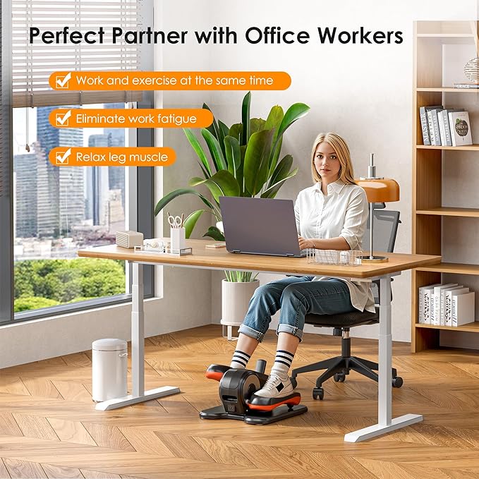 Under Desk Elliptical Machine for Seniors – Compact, Quiet & Portable Mini Leg Pedal Exerciser with Adjustable Speed and LED Display for Home and Office Workouts