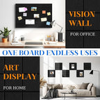 DOLLAR BOSS Felt Cork Board Tiles, 6 Packs 12" x 12" 1/2" Thick Bulletin Board Adhesive Acoustic Panels Soundproof Corkboards for Walls with 60 Pushpins for Home Office Kitchen School, Grid