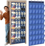 Windyun 40 Large Over the Door Hanging Shoe Organizer Navy Blue Mesh Pockets Shoe Rack for Closet Behind Door Hanger Storage Holder Nonslip for Cruise Essentials, Dorm Room Storage, Utility Room