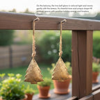 Rustic Iron Wall Accent – Set of 2, Handmade Metal Hanging Décor with Rope for Indoor & Outdoor Use (Golden Chrismas Tree, 5" 3.5)