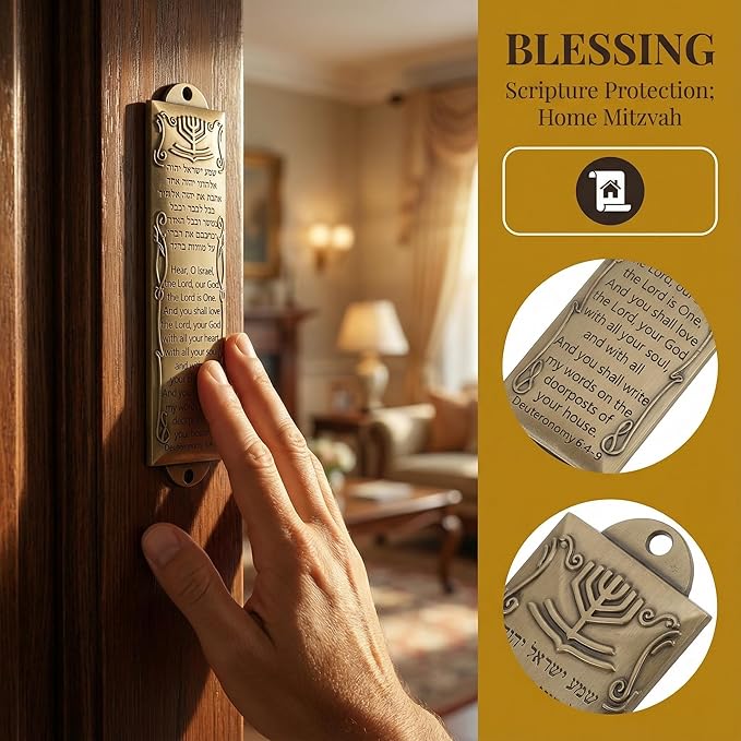 Garneck 6 Sets Mezuzah for Door: Vintage Religious Mezuzah with Holy Scroll and Case Metal Shema Scroll Holder for Jewish Home Entrance Door Frame Mitzvah Gift for Housewarming