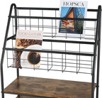 VECELO Magazine Holder Floor,2-Tier Metal Magazine Racks, Newspaper Display Stand with Board Shelves for Books and Brochure in Home Office,Shopping Malls,Indoor&Outdoor Place, Retro Brown