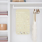 2-Pack Hanging Jewelry Organizer Storage, 40 Pockets 36 Hooks Necklace Earring Bracelet Ring Organizer, Double - Sided Design, Beige