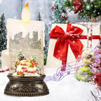 Wondise Rechargeable Musical Snow Globe Lantern with 6H Timer, Battery Operated USB Powered Lighted Snow Globe Lamp Spinning Water Swirling Glitters Holiday Decor Snowman