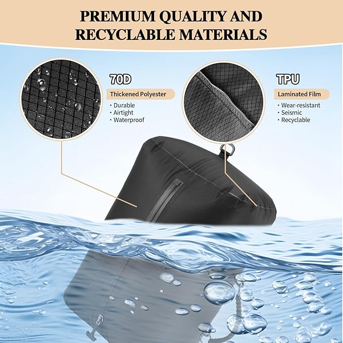 Vacuum Bags for Travel with Wireless Pump, 38L Reusable Vacuum Compression Bags with IP67 Waterproof Zipper 70D Nylon Vacuum Seal Packing Cubes Space Saver Bags for Carry On Backpack