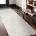 Modern Micro Loop Indoor Runner Rugs for Living Room Bedroom Kitchen Geometric Square White 2x7 Luxury Durable Low and High Pile Non-Shedding Stain Resistant Soft Area Carpet 2 x 7