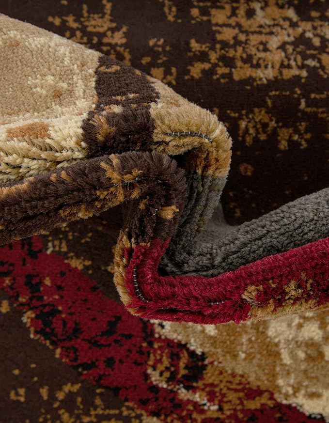 Unique Loom Barista Collection Area Rug - Kouillou (7' 1" Octagon, Multi/Brown)