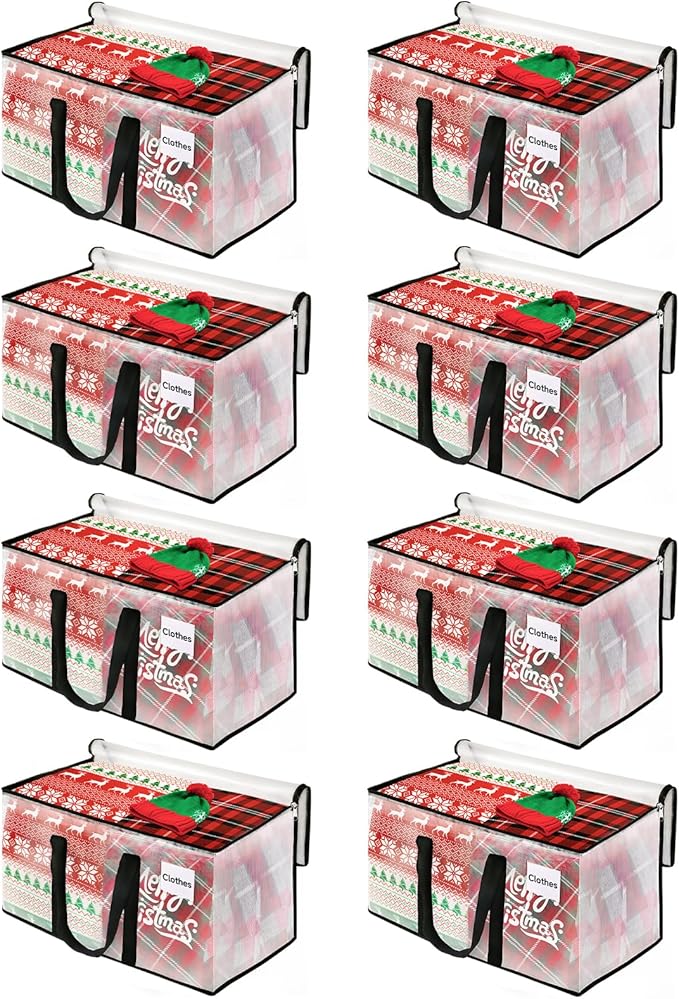 BlissTotes Moving Bags, 125L 8-Pack Storage Bags, Moving Box Heavy Duty Extra Large, Moving Totes with Zipper, Reinforced Handles Boxes for Packaging Moving, Decorative Wreath Storage