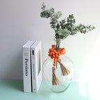 Meplait 39in Wood Bead Garland Farmhouse with Tassels,Versatile Prayer Beads Boho Chic Wall Hanging Home Decor (Orange)