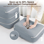 4 Pack Compression Storage Bags - 110L Large Capacity Comforter Storage Bag, 3-Layer Washable Ultra Space Saving Self Compression Organizer Space Bags for Blanket, Sweater, Sheet, Light Gray