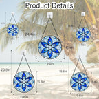 Stained Glass Window Hanging, Blue Tiffany Style Flowers Sun Catcher for Window Door Home Decor Suncatcher Christmas Mother's Day Birthday Gifts for Women Men Mom and Nana 9.8 in