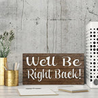 Wood Decor Sign We'Ll Be Right Back Mahalo Wood Office Sign Retro Wooden Public Decorative Hanging Sign For Home Door Fence Vintage Wall Plaques Decoration 12X6In