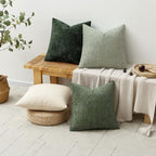 MIULEE Pack of 4 Couch Throw Pillow Covers 20x20 Inch Neutral Green Soft Decorative Chenille Pillow Covers Farmhouse Accent Cushion Covers for Boho Spring Home Decor Sofa Bedroom Living Room