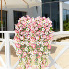 Waipfaru Artificial Petunias Flowers for Outdoors, 4 Pcs UV Resistant Fake Hanging Plants Spring Outside Decor, Faux Silk Flowers Long Trailing Vines for Outdoor Planters Porch Garden