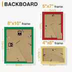 Vittanly 15 Pack Picture Frames Collage Wall Decor, Multi Sizes Including 3pcs 8x10, 6pcs 5x7 and 6pcs 4x6 Photo Frames, Gallery Frame Set for Wall or Tabletop Display, Green, Red and Gold