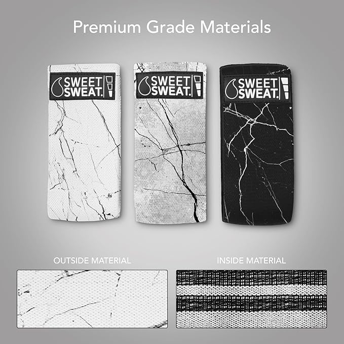 Sweet Sweat Hip Bands with 3 Levels of Resistance | Non-Slip Fabric Booty Bands for Squats & Lunges | Includes Free Mesh Carrying Bag