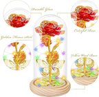 QUNPON Valentines Roses Gifts for Her Women,Valentines Birthday Gifts for Women,Valentine's Day Flowers Gifts for Mom Girlfriend Wife,Red Rose in A Glass Dome Gifts for Valentine Day