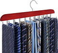 Tie Rack Hanger for Closet, 2 in 1 Belt Tie Hangers with 20 Folding Hooks, 360 Degree Rotating Wooden Tie Holder Organizer for Men Ties Belts Scarves Tank Tops Accessories, Walnut (1 Pack)