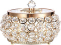 Hipiwe Crystal Jewelry Trinket Box with Glass Lid Large Gold Mirrored Treasure Box Decorative Jewelry Box Ring Earrings Necklace Storage Keepsake Box Gift for Women
