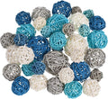 Patelai 36 Pcs Wicker Rattan Balls Decorative Balls for Vase Centerpiece Bowls Orbs Filler for Home Decor,4 Sizes(Dark Blue, Sky Blue, Gray, White,2.8'',2.4'',2'',1.6'')