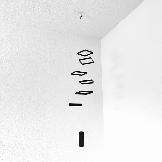 Elegant Minimalist Hanging Mobile with 6 Black Squares – A Statement of Simplicity and Style