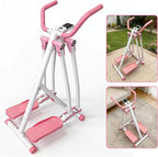Air Walker Exercise Machine Foldable Elliptical Machine for Home Mini Elliptical for Full-Body Low-Impact Workout with LCD Display Space Walker Exercise Equipment for Home Gym Pink