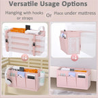 Edudif Dual-purpose Bedside Caddy Bedside Organizer, Bed Caddy with 6 Pockets, Versatile Bedside Storage Solution Magazine Remotes holder, ideal for Home, Dorm, Hospital, Crib Bed