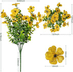 Lnoicy 20 Bundles Artificial Flowers for Outdoor Fake Plants for Spring Decoration,Faux Eucalyptus Flowers for Planter UV Resistant Lifelike for Home Porch Garden（Yellow）