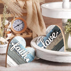 Jetec 2 Pcs Rustic Decorations for Living Room Home Shelf Mantel Entryway Table, Farmhouse Knick Knacks Christian Table Centerpiece Wooden Heart Decor for Dining Room Housewarming Gift(Love Style)