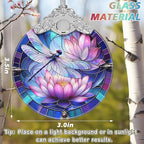 Stained Glass Dragonfly on Lotus Flower Ornament - Christmas Tree Decor Idea
