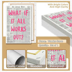 Drimiler What If It All Works Out Poster Retro Newspaper Pink Font Canvas Wall Art Positive Affirming Quote Minimalist Prints Painting For Home Bedroom Dorm Wall Decor 12x16in Wframed