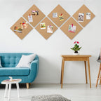 AKTOP Cork Board Bulletin Board 12x12, 1/2" Thick Cork Board Tiles 6 Pack, Small Square Pin Board for Wall, Self Adhesive Corkboards with 60 Push Pin Wood Clips for School, Home & Office