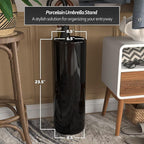 Red Lantern 24" Solid Black Porcelain Umbrella Stand