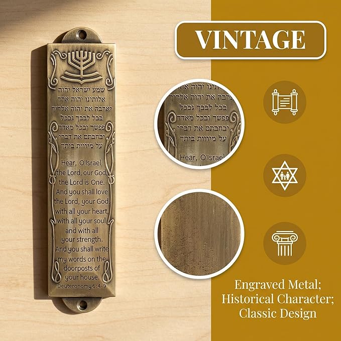Garneck 6 Sets Mezuzah for Door: Vintage Religious Mezuzah with Holy Scroll and Case Metal Shema Scroll Holder for Jewish Home Entrance Door Frame Mitzvah Gift for Housewarming
