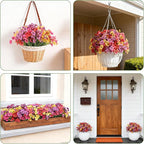 24 Bundles Artificial Flowers for Outdoor Faux Plants for Spring Summer Decoration, UV Resistant Realistic Silk Plastic Fake Flowers Garden Porch Patio Balcony Yard Front Home Decor