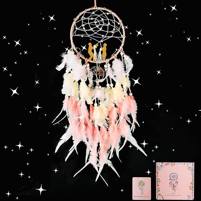 Dream Catchers Lovers Dream Catcher for Boys Large Dream Catcher for Girls Wall Hanging Tree of Life Wall Decor with LED Light Handmade Feather Dreamcatcher Native American Blessing Gifts