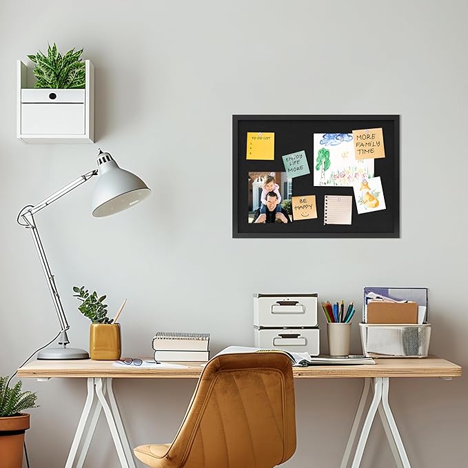 DAHAPYBOO Cork Board with Linen Black 2Pack,Bulletin Board 23"x17", Corkboards for Office Home School Message Board or Vision Board Decoration.
